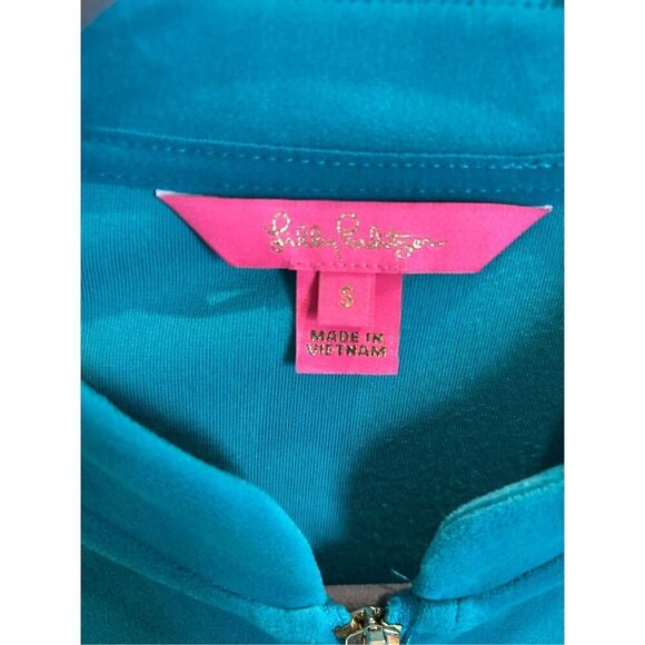 LILLY PULITZER Teal Velour Zip Up Jacket S - Picture 8 of 10